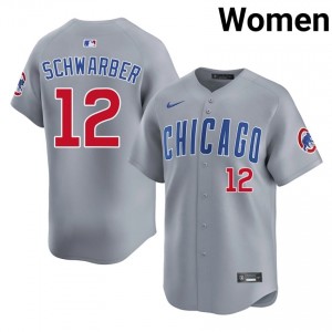 Cubbies Kyle Schwarber Gray #12 Womens Game Jersey 661346-153