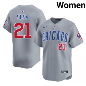 CHC Chicago Sammy Sosa Gray #21 Women's Stitched Jersey 207337-426