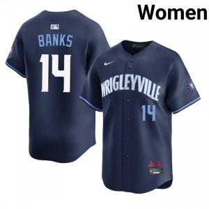 CHC Chicago Ernie Banks Navy City Connect #14 Women Embroidery Jersey 961625-929